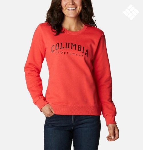 Women's Columbia Logo Crew Sweatshirts Red | CA-MC361