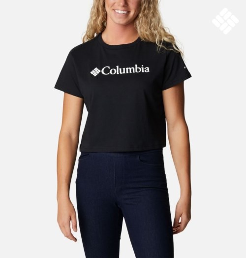 Women's Columbia North Cascades Cropped T Shirts Black | CA-G0654