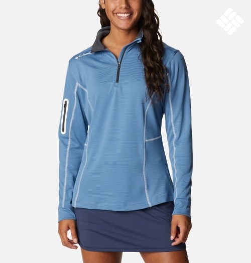 Women's Columbia Omni-Wick Shotgun Quarter-Zip Sweatshirts Blue | CA-Y5830
