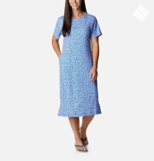 Women's Columbia PFG Freezer Mid Dress Blue | CA-J86A4