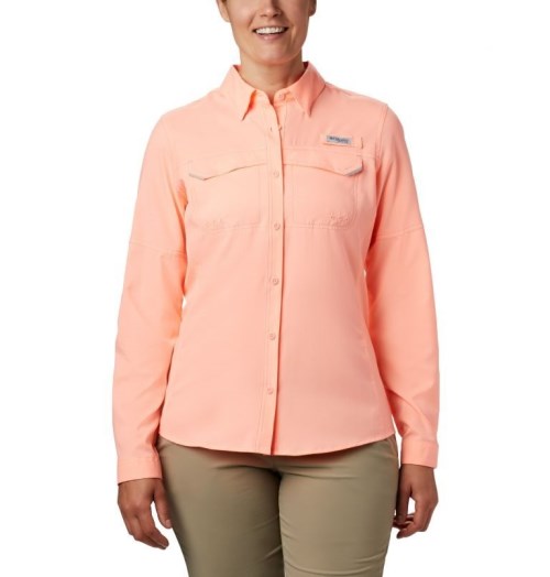 Women's Columbia PFG Lo Drag Long Sleeve Shirts Pink | CA-SL653