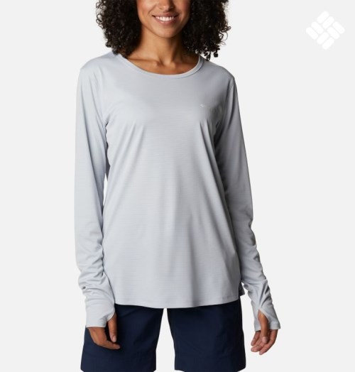 Women's Columbia PFG Skiff Guide Knit Long Sleeve Sweatshirts Light Grey | CA-YA85L