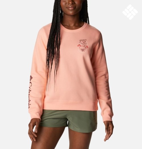 Women's Columbia PFG Slack Water Crew Sweatshirts Pink | CA-E03A6