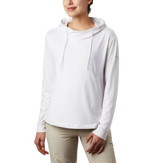 Women's Columbia PFG Slack Water Knit Hoodie White | CA-EA051
