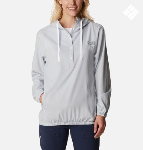 Women's Columbia PFG Tamiami Hoodie Light Grey | CA-Q15C6