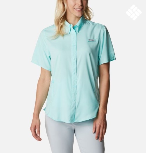 Women's Columbia PFG Tamiami II Short Sleeve Shirts Turquoise | CA-G1063