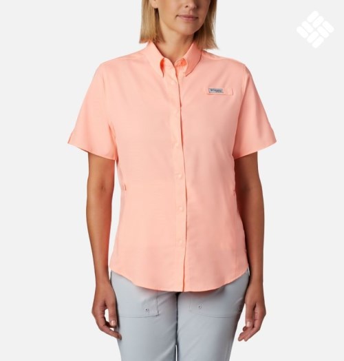 Women's Columbia PFG Tamiami II Short Sleeve Shirts Pink | CA-L8C56