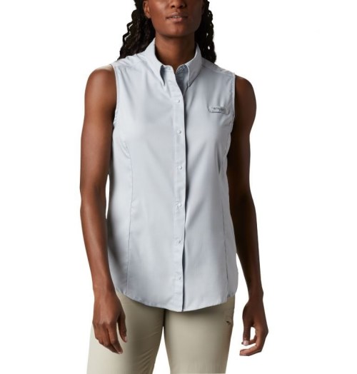 Women's Columbia PFG Tamiami Sleeveless Shirts Light Grey | CA-D58A4