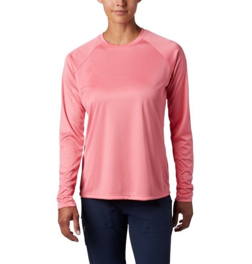 Women's Columbia PFG Tidal Tee II Long Sleeve Sweatshirts Pink | CA-L8A0C