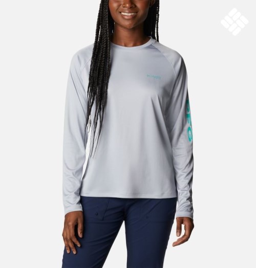 Women's Columbia PFG Tidal Tee II Long Sleeve Sweatshirts Light Grey | CA-Z560C