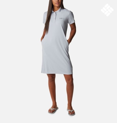 Women's Columbia PFG Tidal Tee Polo Dress Light Grey | CA-M50A8