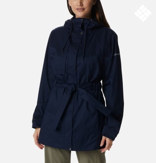 Women's Columbia Pardon My Trench Rain Jackets Navy | CA-B3LA8