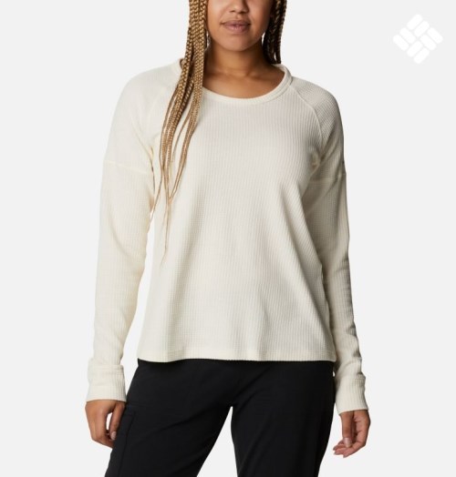 Women's Columbia Pine Peak Long Sleeve Thermal Sweatshirts Cream | CA-H810L