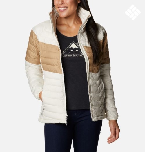 Women's Columbia Powder Lite Blocked Jackets Cream / Brown | CA-E8413