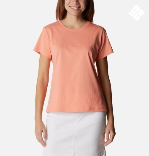 Women's Columbia Sapphire Point Short Sleeve T Shirts Coral | CA-BL134
