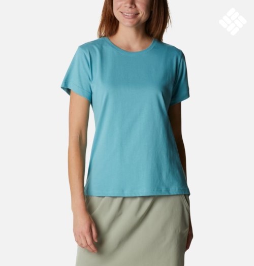 Women's Columbia Sapphire Point Short Sleeve T Shirts Turquoise | CA-Z1504