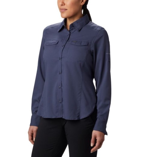 Women's Columbia Silver Ridge Lite Long Sleeve Shirts Navy | CA-HL4A0