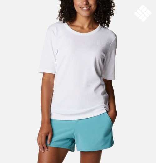 Women's Columbia Stanley Park Short Sleeve T Shirts White | CA-FAC50