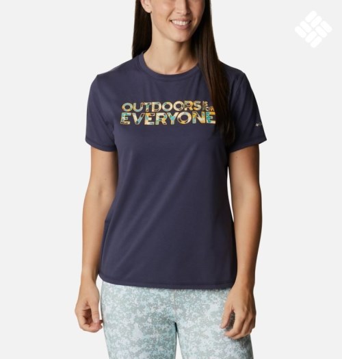 Women's Columbia Sun Trek Graphic II T Shirts Navy | CA-G546L