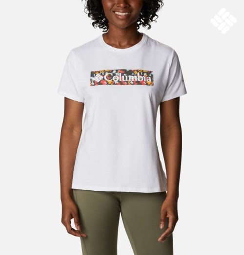 Women's Columbia Sun Trek Graphic T Shirts White | CA-ZACL1
