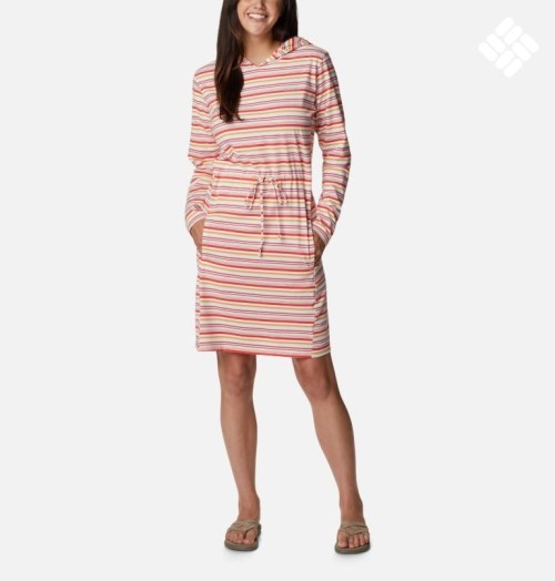 Women's Columbia Sun Trek Hooded Coverup Dress Stripe | CA-KLC63