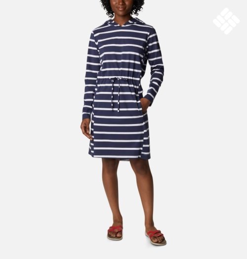 Women's Columbia Sun Trek Hooded Coverup Dress Stripe | CA-V081C