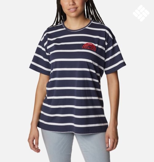 Women's Columbia Sun Trek Oversized T Shirts Stripe | CA-SL5A3