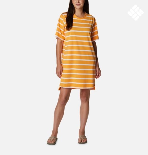 Women's Columbia Sun Trek T-Shirt Dress Stripe | CA-K4508