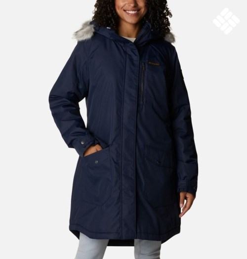 Women's Columbia Suttle Mountain Long Insulated Jackets Navy | CA-BLC35