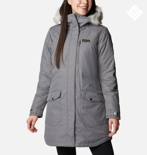 Women's Columbia Suttle Mountain Long Insulated Jackets Grey | CA-V843L