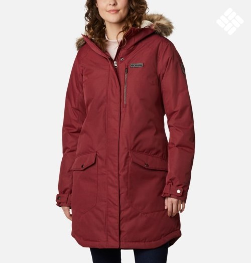 Women's Columbia Suttle Mountain Long Insulated Jackets Red | CA-VA053