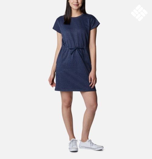 Women's Columbia Trek French Terry Dress Navy | CA-IA1C0