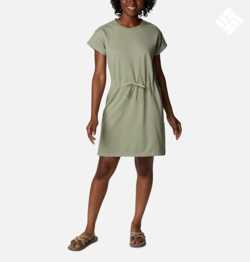 Women's Columbia Trek French Terry Dress Olive | CA-RL534