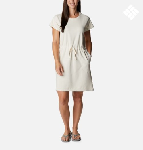 Women's Columbia Trek French Terry Dress Cream | CA-UA368