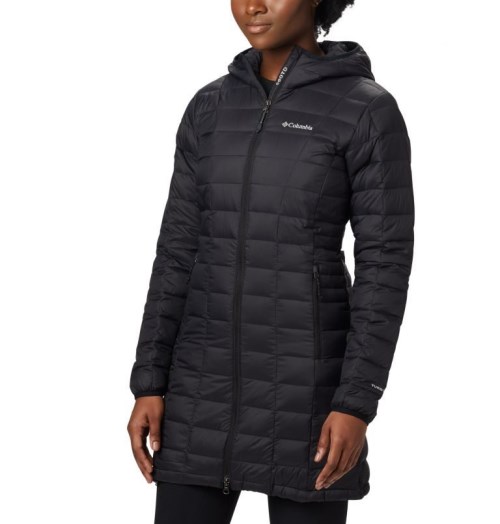 Women's Columbia Voodoo Falls 590 TurboDown Mid Jackets Black | CA-D68L5