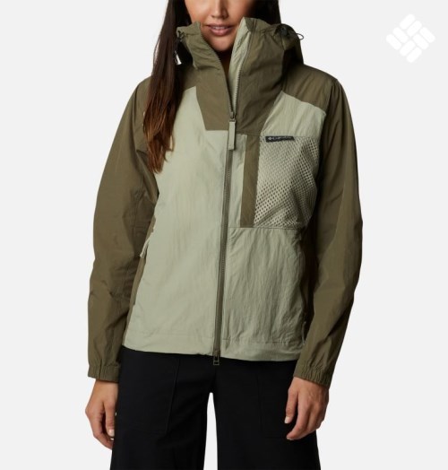 Women's Columbia Wallowa Park Novelty Windbreaker Jackets Olive | CA-C6058