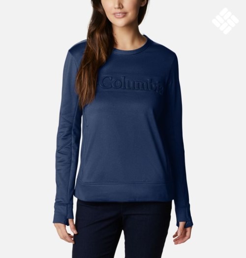 Women's Columbia Windgates Tech Fleece Sweatshirts Navy | CA-J854L