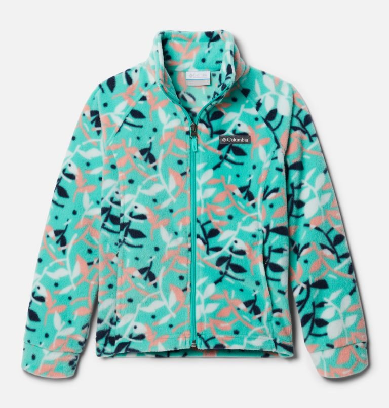 Kids\' Columbia Benton Springs II Printed Fleece Jackets Turquoise | CA-YA543