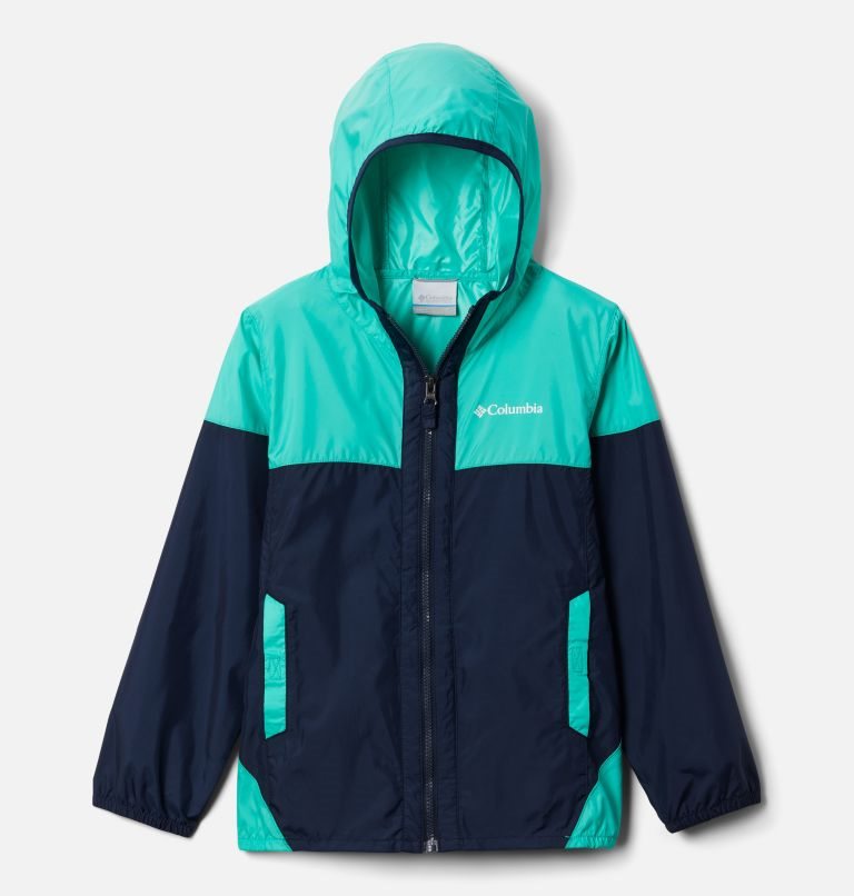 Kids\' Columbia Flash Challenger Windbreaker Jackets Turquoise / Navy | CA-I04L8