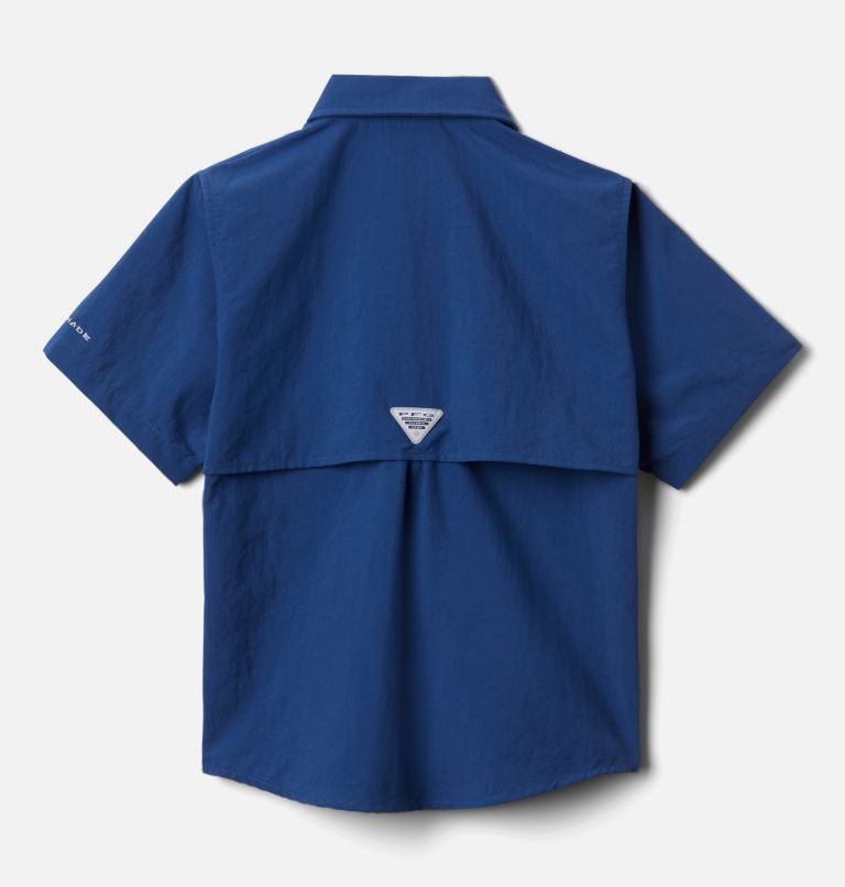 Kids' Columbia PFG Bahama Short Sleeve Shirts Navy | CA-R6301