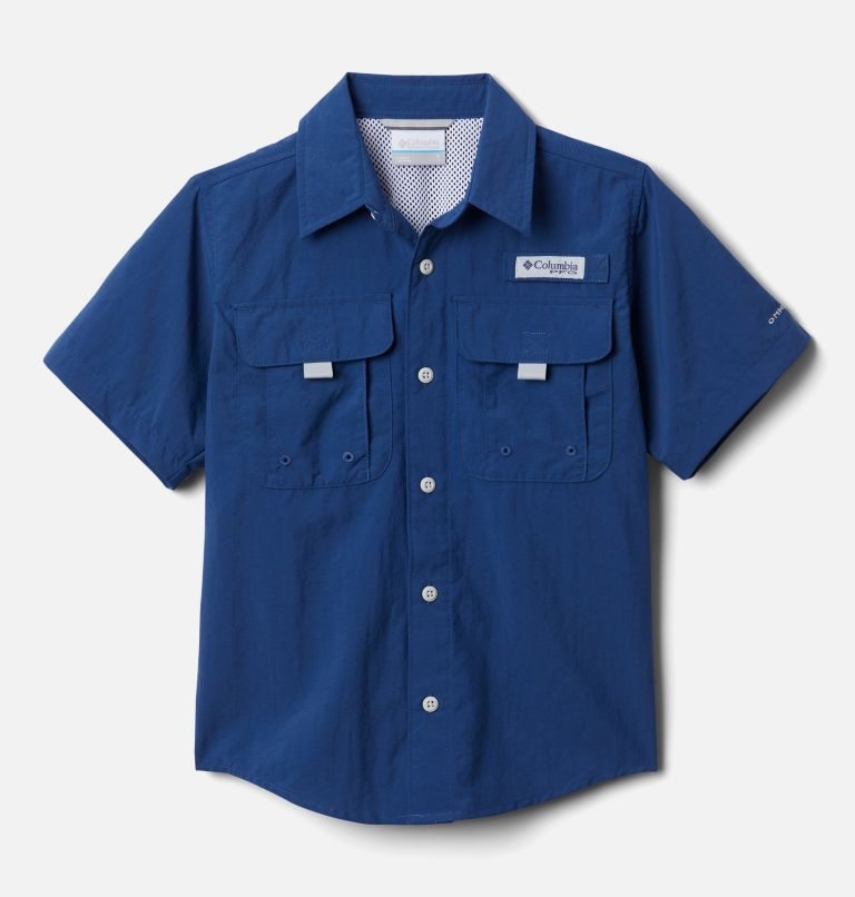Kids\' Columbia PFG Bahama Short Sleeve Shirts Navy | CA-R6301