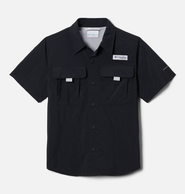 Kids\' Columbia PFG Bahama Short Sleeve Shirts Black | CA-WL81C