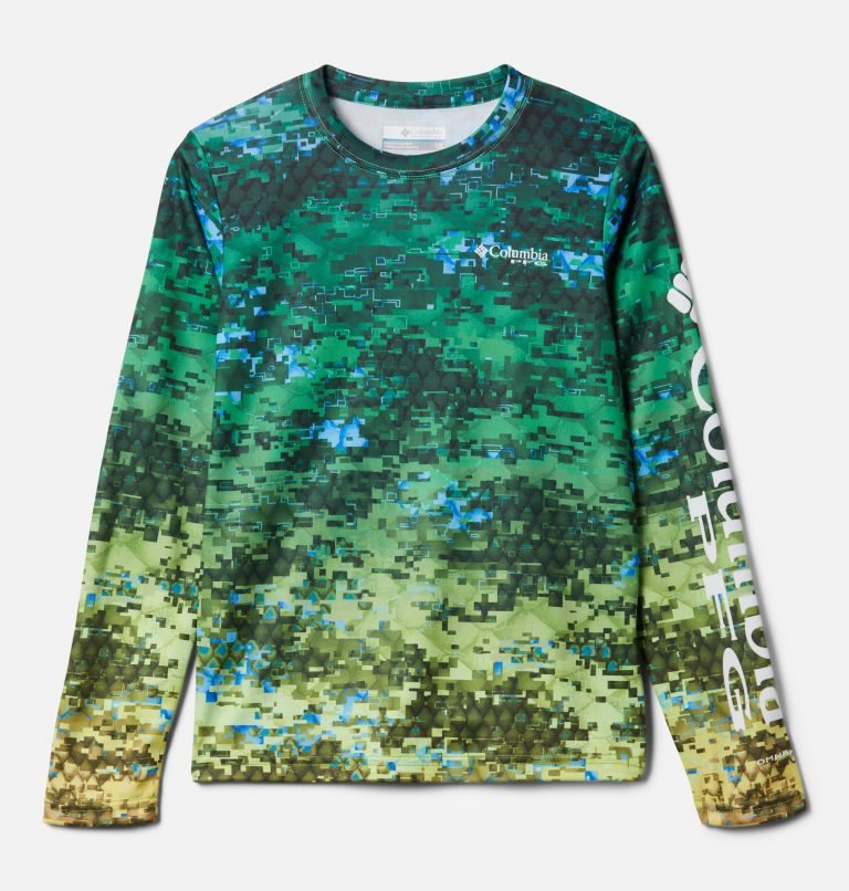Kids\' Columbia PFG Super Terminal Tackle Long Sleeve Sweatshirts Camo | CA-I4AC5