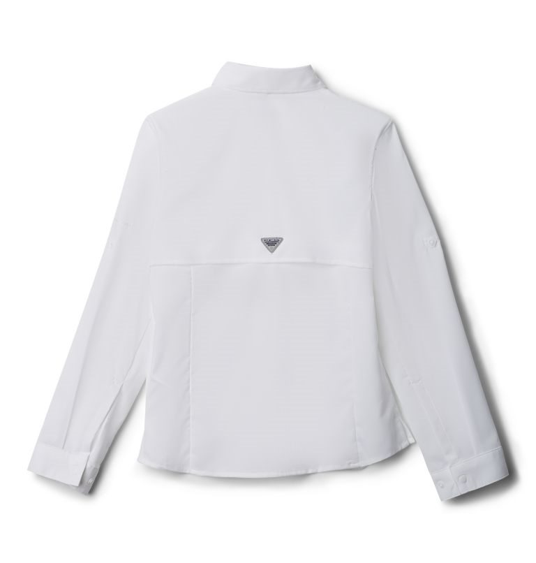Kids' Columbia PFG Tamiami Long Sleeve Shirts White | CA-KA436