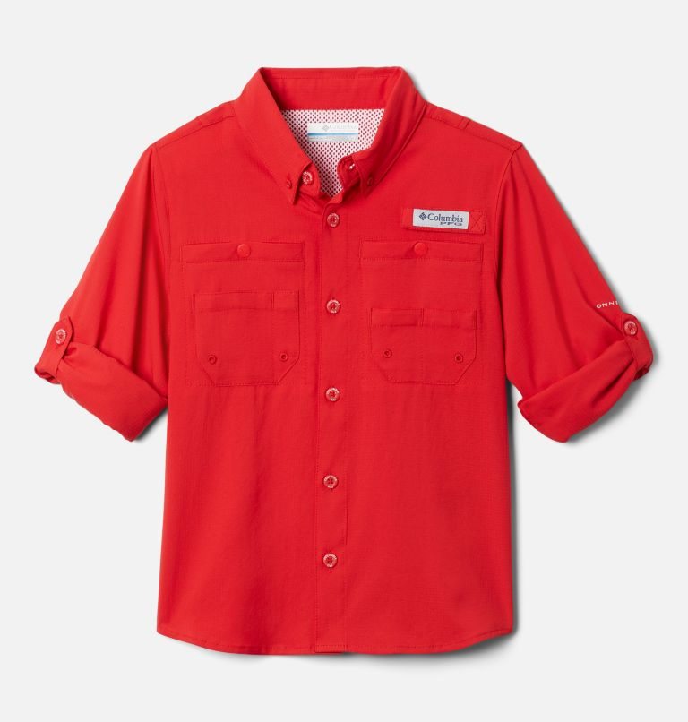 Kids' Columbia PFG Tamiami Long Sleeve Shirts Red | CA-R801L