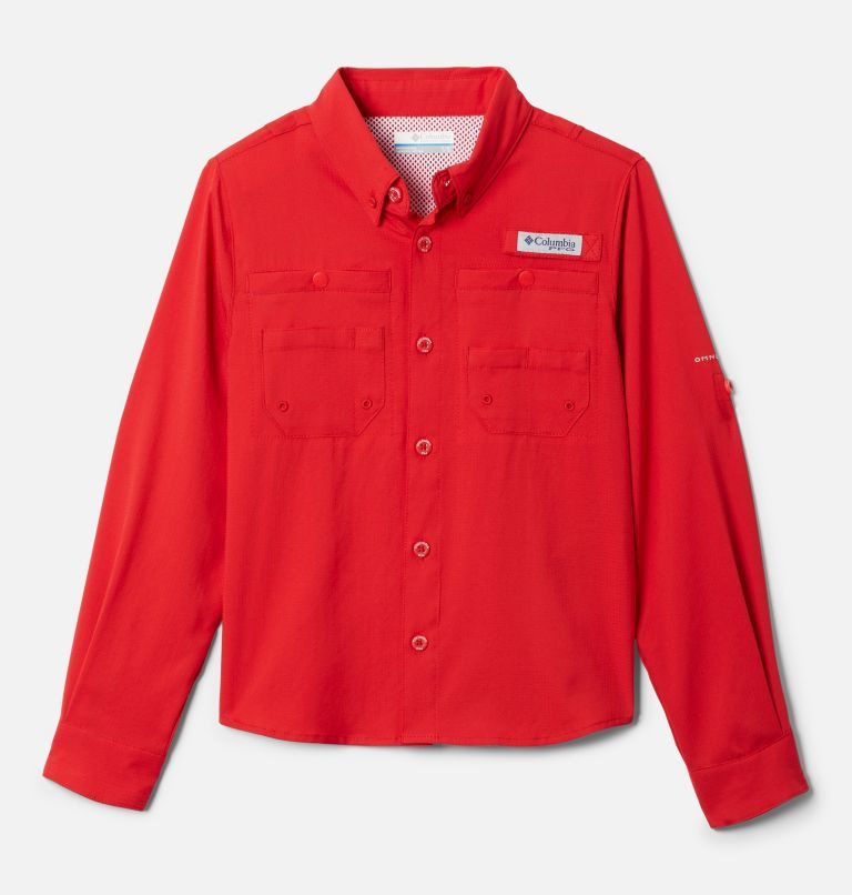 Kids\' Columbia PFG Tamiami Long Sleeve Shirts Red | CA-R801L