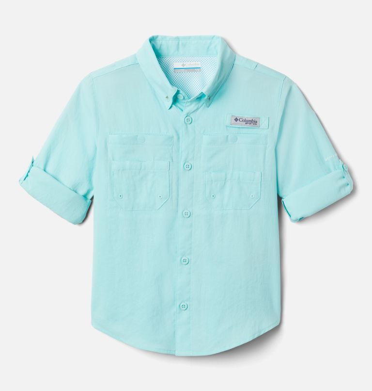 Kids' Columbia PFG Tamiami Long Sleeve Shirts Turquoise | CA-S85L1