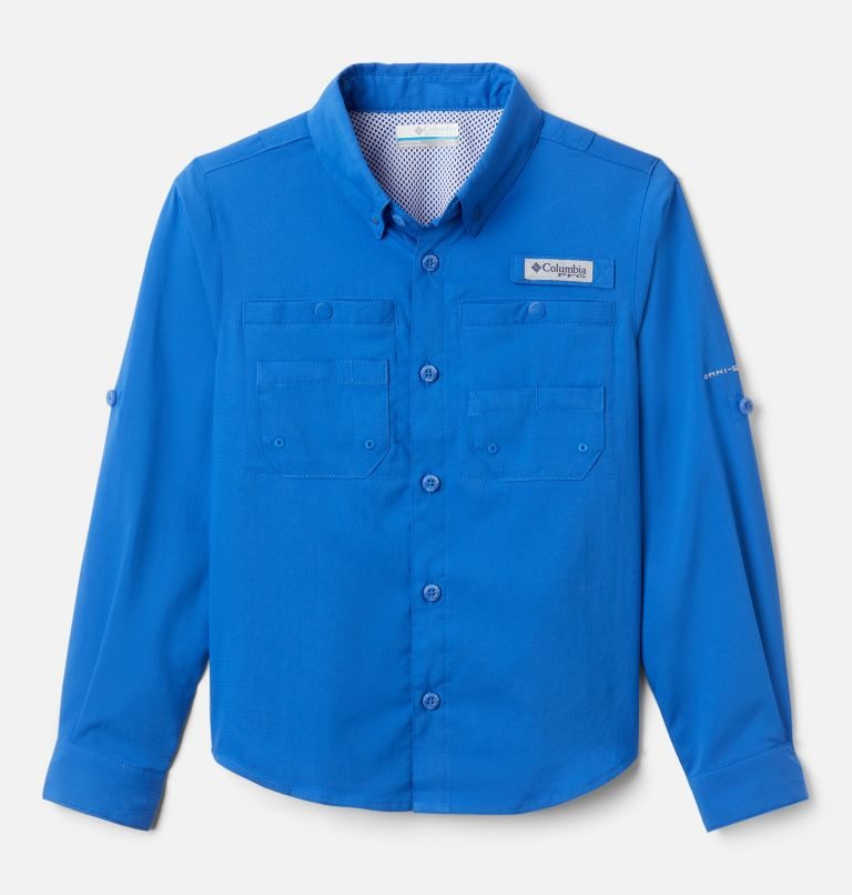 Kids\' Columbia PFG Tamiami Long Sleeve Shirts Blue | CA-Y48LA