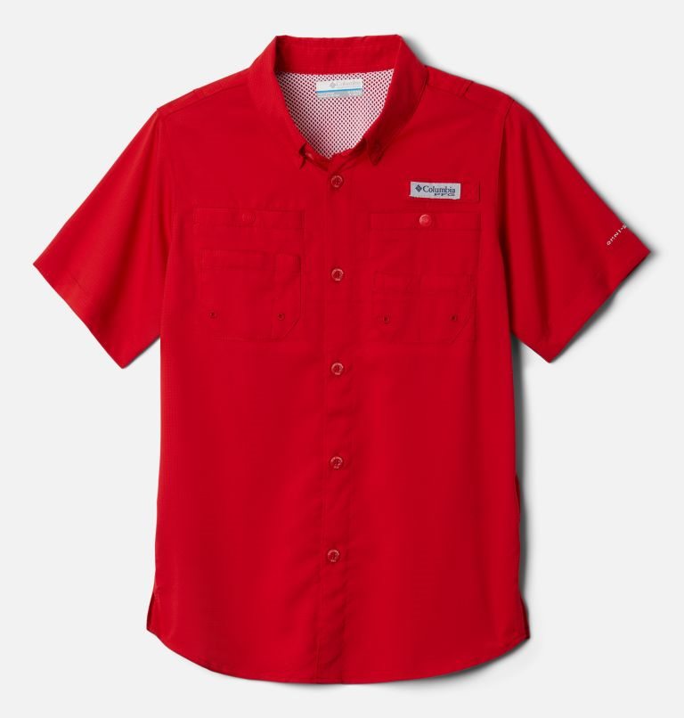 Kids\' Columbia PFG Tamiami Short Sleeve Shirts Red | CA-QL5C0