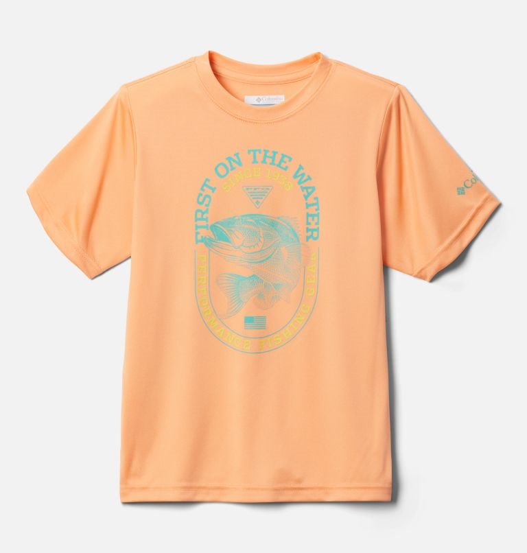 Kids\' Columbia PFG Terminal Tackle First On The Water Short Sleeve T Shirts Orange | CA-A0A35